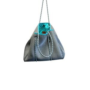 Qogir Neoprene Tote Bag Gray Turquoise Trim‎ Beach Gym Diaper Travel